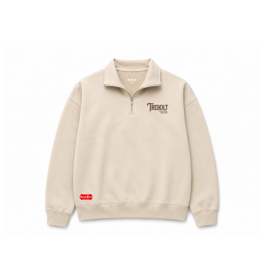 Buzo medio cierre "OFF DUTY" beige